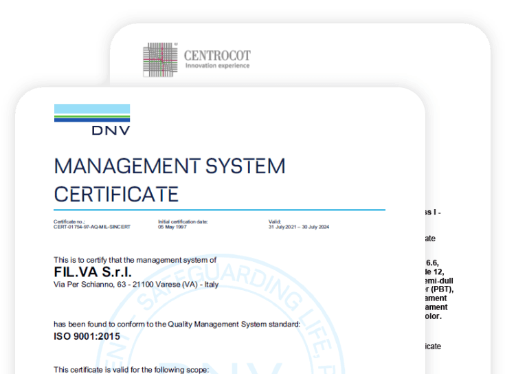 Certificati dell'azienda.